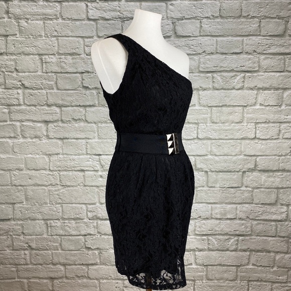 Forever 21 Belted Lace One Shoulder Cocktail Dress - Picture 4 of 6